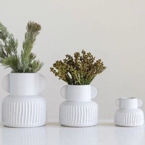 Creative Co-Op Modern Pleated Vases Set Of 2